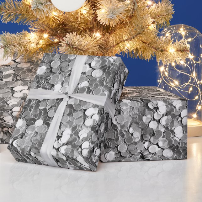 Festive Christmas silver  Wrapping Paper (Holidays)