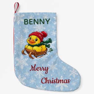 Festive Christmas Sled Rubber Duck Small Christmas Stocking