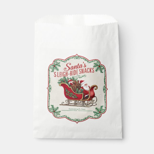 Festive Christmas sleigh ride snacks  Favour Bags (Front)