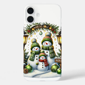 Festive Christmas snow Family iPhone 16 Plus Case