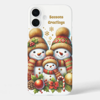 Festive Christmas snow Family iPhone 16 Plus Case