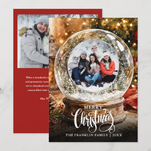 Festive Christmas Snow Globe 2 Photo Holiday Card