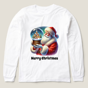 Festive Christmas snow globe Santa Tri-Blend Shirt