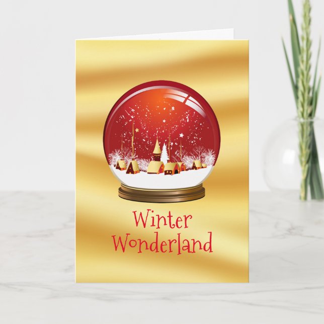 Festive Christmas Snow Globe Winter Wonderland Holiday Card (Front)