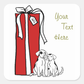 Festive Christmas Snowflake Dog Square Sticker