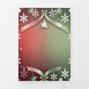 Festive Christmas Snowflake Frame with Stars  Tri-Fold Card