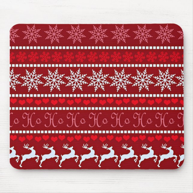 Festive Christmas Snowflake Pattern Mouse Pad (Front)