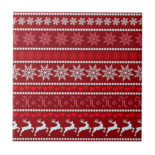 Festive Christmas Snowflake Pattern Tile (Front)