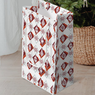 Festive Christmas Snowflakes Red Holiday Pattern Small Gift Bag