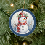 festive Christmas snowman add date message Ceramic Tree Decoration<br><div class="desc">festive Christmas snowman add date message Ceramic Ornament</div>