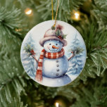 festive Christmas snowman add message Ceramic Tree Decoration<br><div class="desc">festive Christmas snowman add message Ceramic Ornament</div>