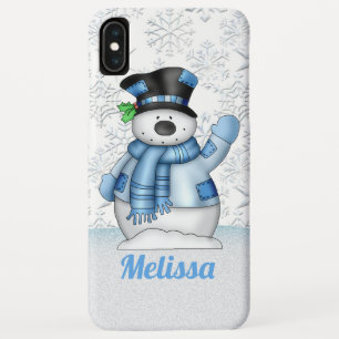 Festive Christmas snowman add name Case-Mate iPhone Case