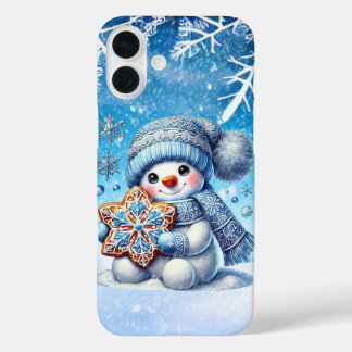 Festive Christmas snowman  iPhone 16 Plus Case