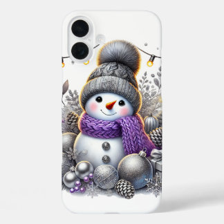Festive Christmas snowman iPhone 16 Plus Case
