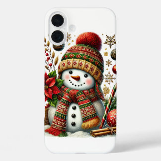 Festive Christmas snowman  iPhone 16 Plus Case