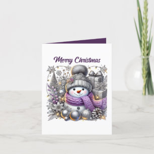 Festive Christmas snowman customisable  Holiday Card