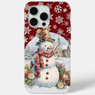 Festive Christmas snowman Holiday  iPhone 15 Pro Max Case