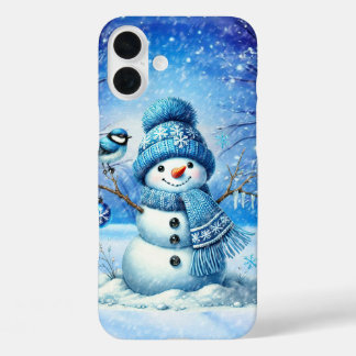 Festive Christmas snowman Holiday iPhone 16 Plus Case