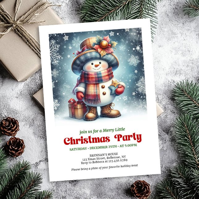 Festive Christmas snowman invite kids editable (Festive Christmas snowman invite kids cheer editable

)