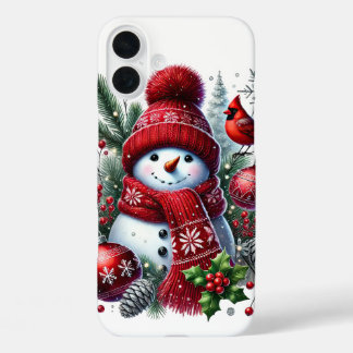 Festive Christmas snowman iPhone sixteen Plus Case