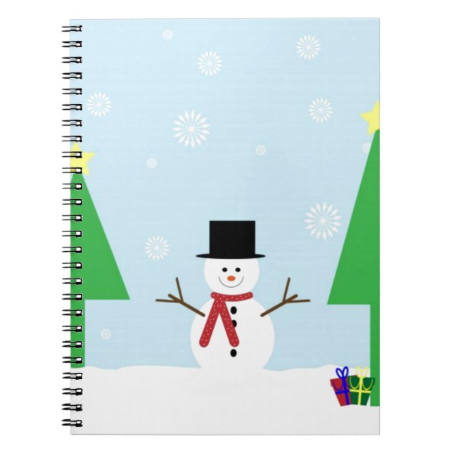 Festive Christmas Snowman Spiral Notebook (Front)