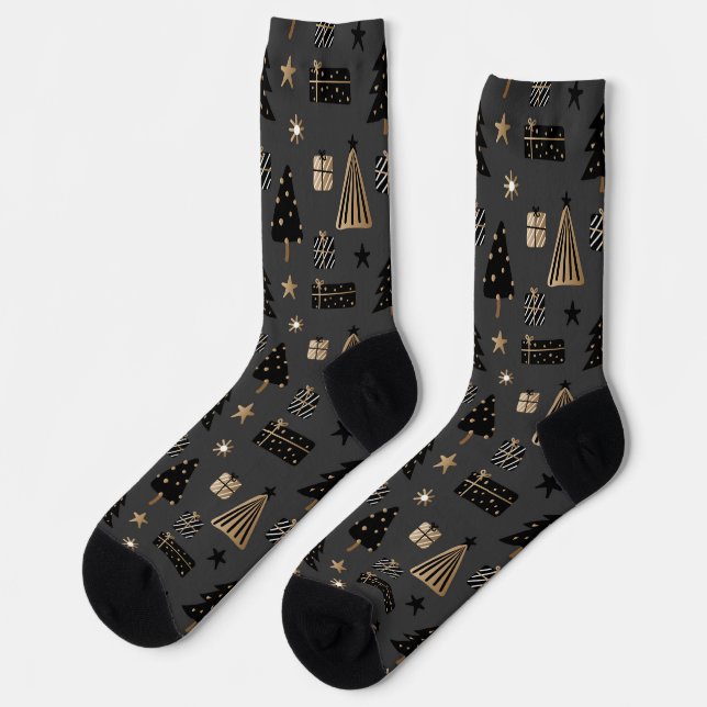 Festive Christmas socks gray (Left)