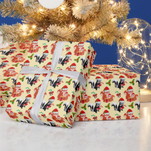 festive Christmas squirrels skunks tiled animal Wrapping Paper