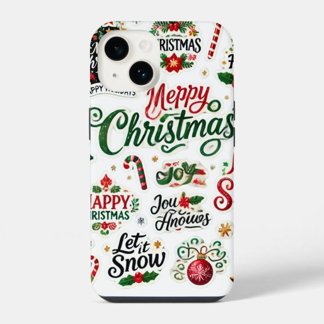 Festive Christmas Sticker Collection – Whimsical H iPhone Case (Back)