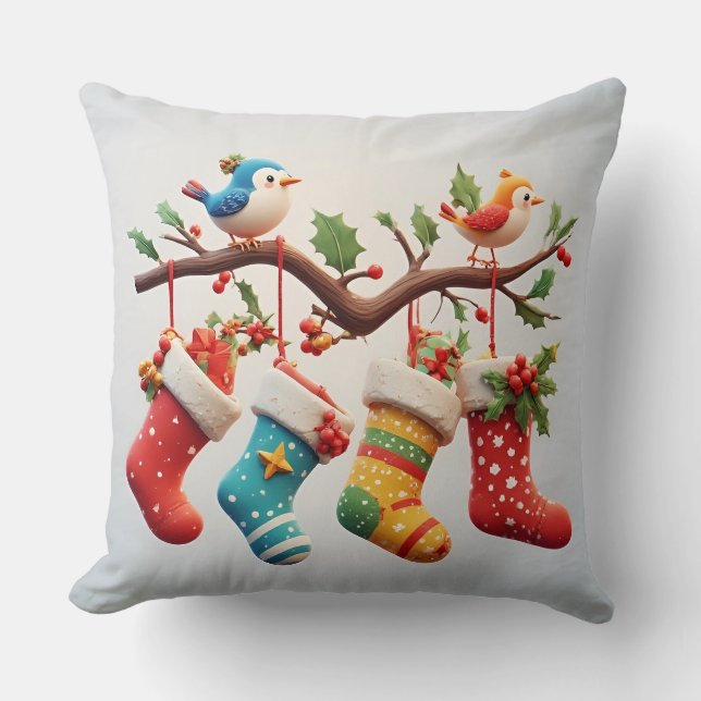 Festive Christmas Stockings Cushion (Front)