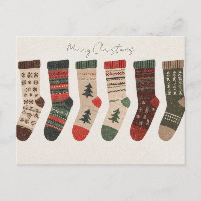 Festive Christmas Stockings Postcard (Front)