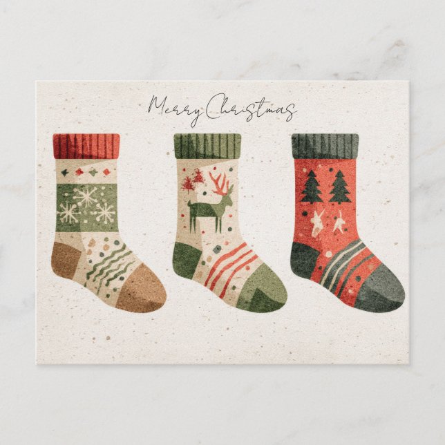 Festive Christmas Stockings Postcard (Front)