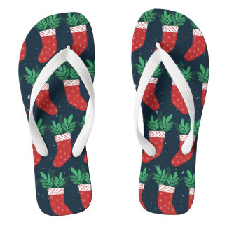 Festive Christmas Stockings with Leaves Jandals