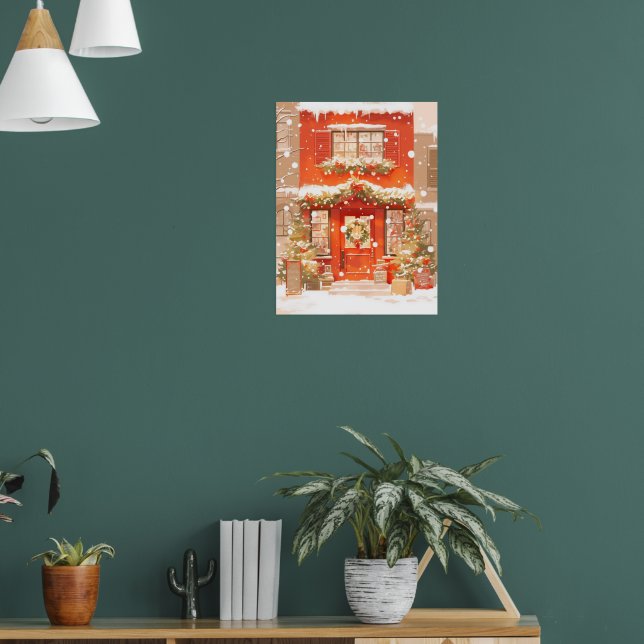 Festive Christmas Storefront Scene Poster (Living Room 1)