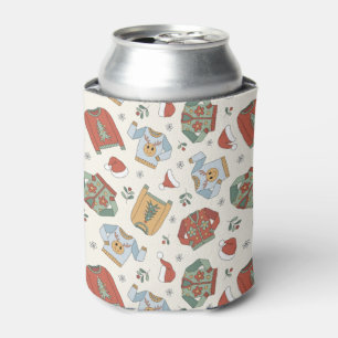 Festive Christmas Sweaters and Hats Pattern Can Cooler
