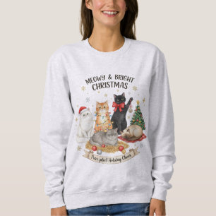 Festive Christmas Sweatshirt Gift for Cat Lovers