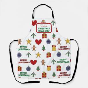 Festive Christmas Symbol Name Head Chef Apron