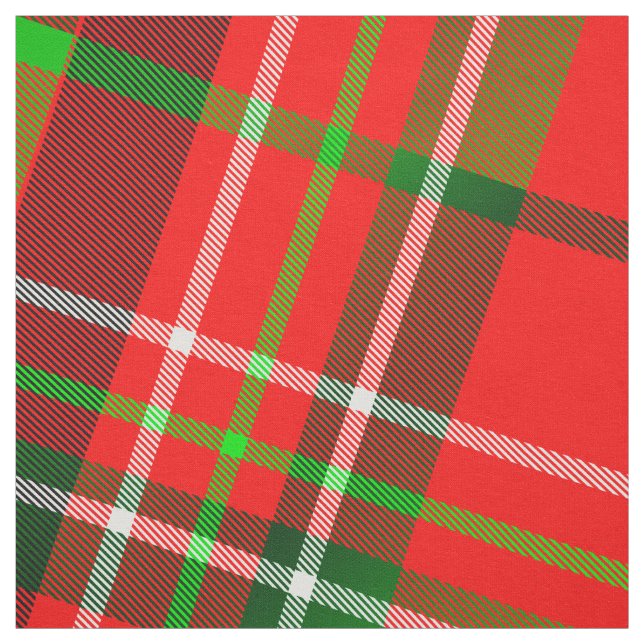 Festive Christmas Tartan Plaid Pattern Red Green Fabric (Swatch)