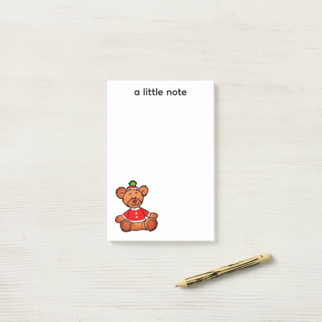Festive Christmas Teddy Bear Design Post-it Notes (On Desk)