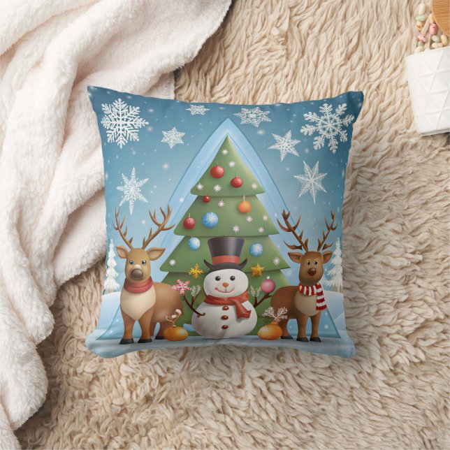 Festive Christmas Throw Pillow Cover - Snowflake,  (Blanket)