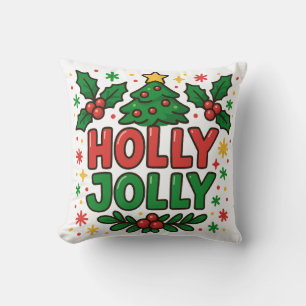 Festive Christmas Throw Pillow  Holiday Decorative