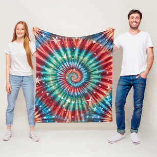 Festive Christmas Tie Dye Spiral Fleece Blanket