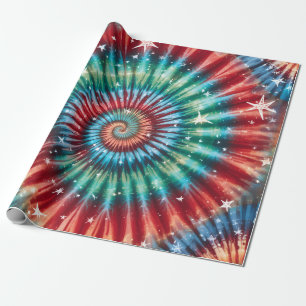Festive Christmas Tie Dye Spiral Wrapping Paper