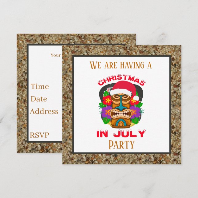 Festive Christmas tiki party beach July Napkin  Invitation (Front/Back)