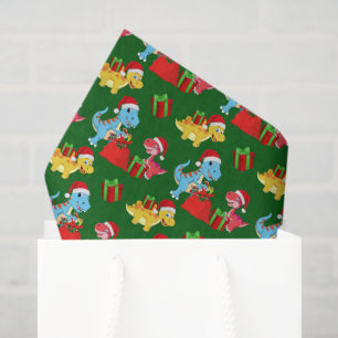 festive Christmas tiled dinosaur pattern  Tissue Paper