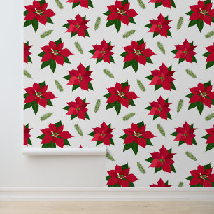 Festive Christmas tiled flowers Wallpaper