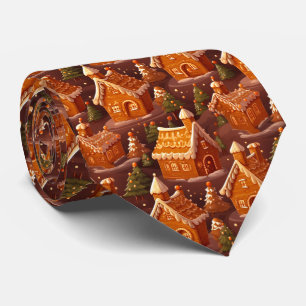 festive Christmas tiled gingerbread pattern Tie