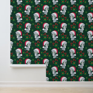 Festive Christmas tiled pattern cat Wallpaper