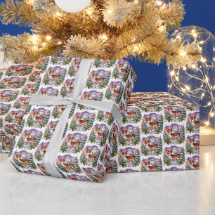 Festive Christmas tiled reindeer Wrapping Paper