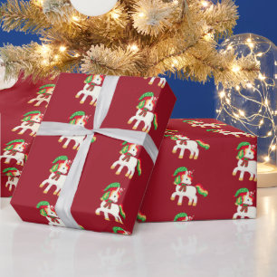 festive Christmas tiled unicorn Wrapping Paper