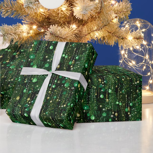 Festive Christmas tinsel tiled pattern  Wrapping Paper (Holidays)